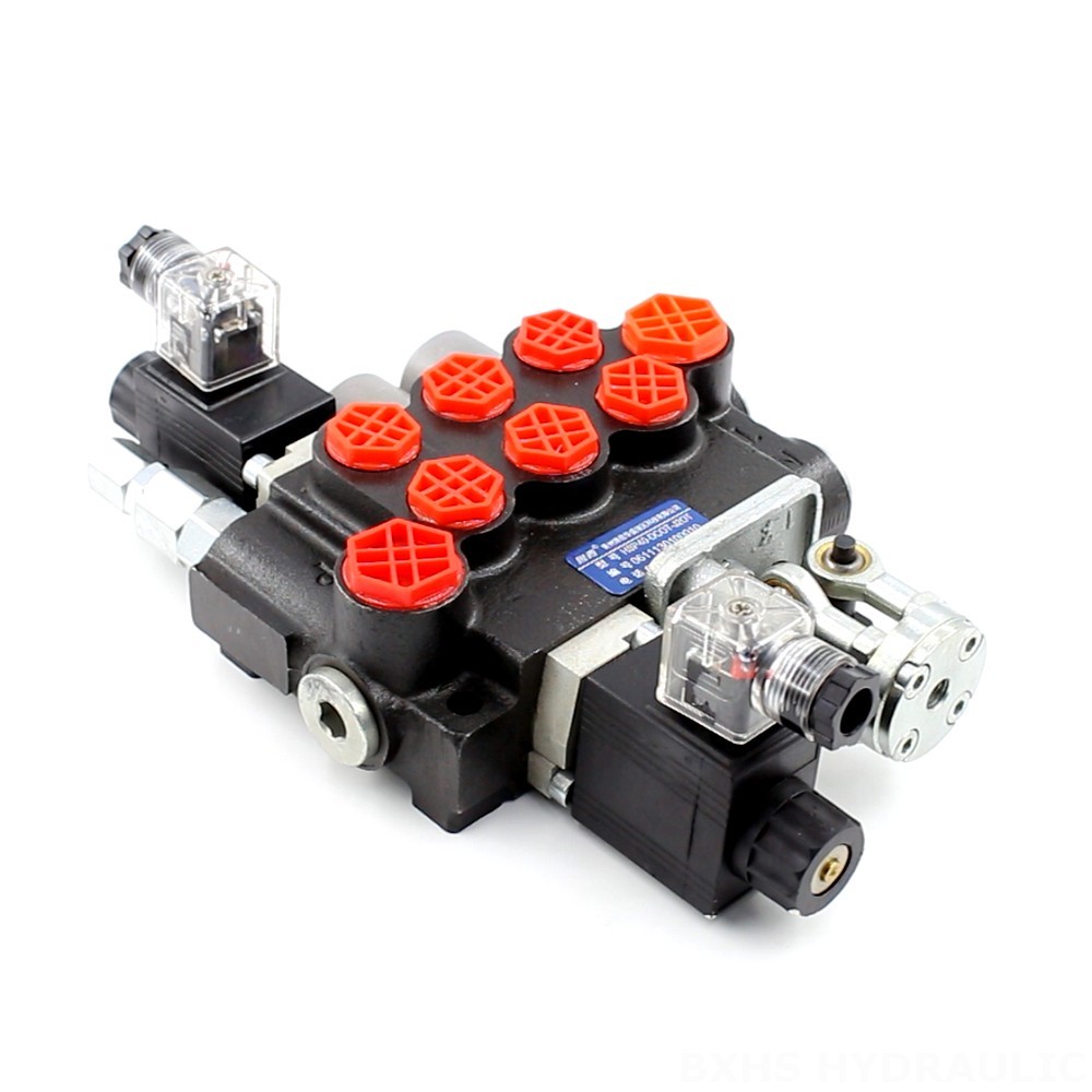 Industrial Hydraulic Valves: P40 Series, 3 Spool Monoblock with Solenoid & Joystick image